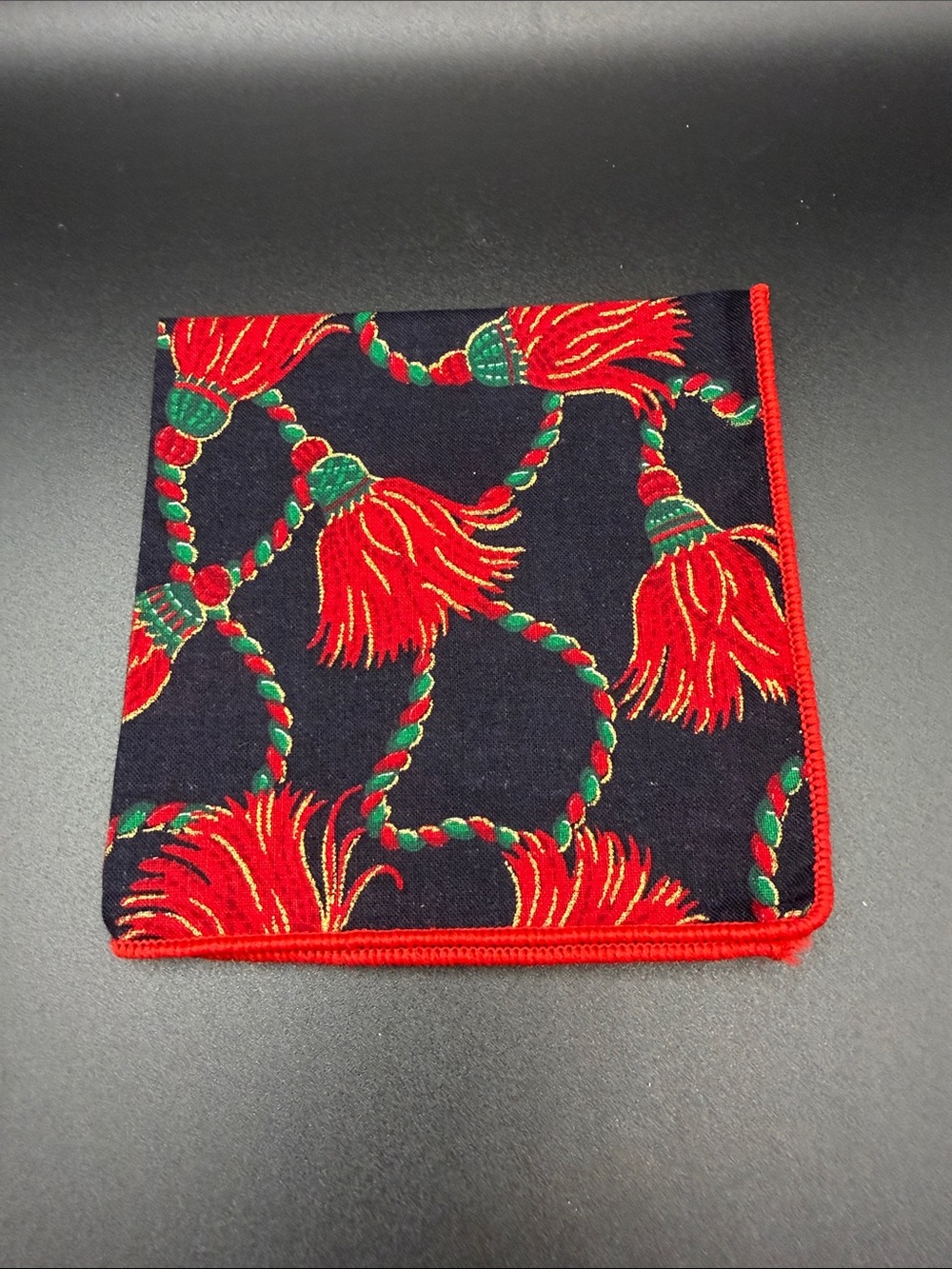 Vintage Cocktail Napkins Set of 12-Christmas Tassel Pattern